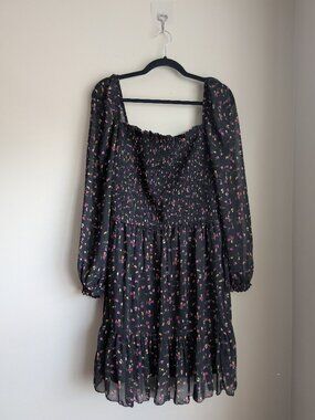 Design Lab smocked long sleeve floral dress